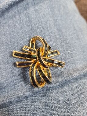 Nolan Miller Gold-Tone Brooch with Sapphire Baguette Stones